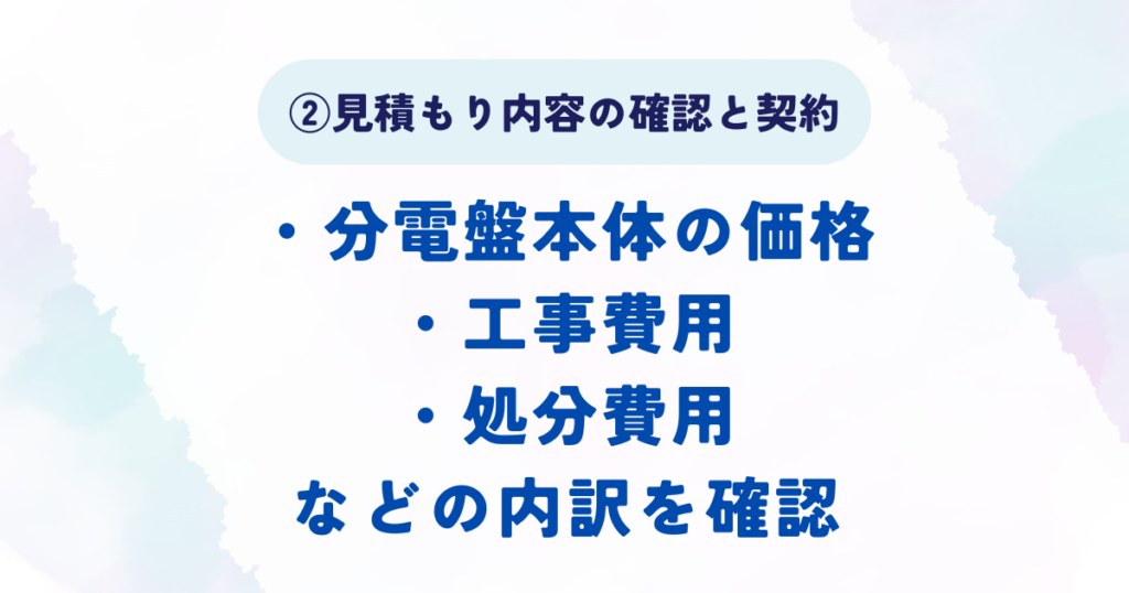 分電盤交換工事の流れの5ステップの見積もり内容の確認と契約